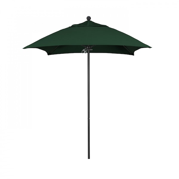 California Umbrella 6' Black Aluminum Market Patio Umbrella, Sunbrella Forest Green 194061334119 - main